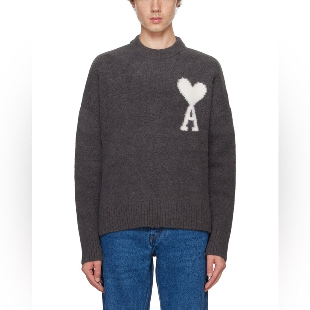 AMI PARIS Gray Ami De Coeur Sweater